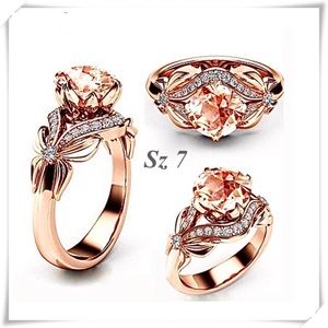 Champagne Luxury Rose gold Filled Crystal ring